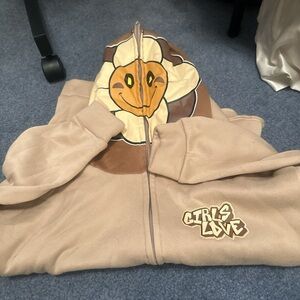 Tan and brown full zip up